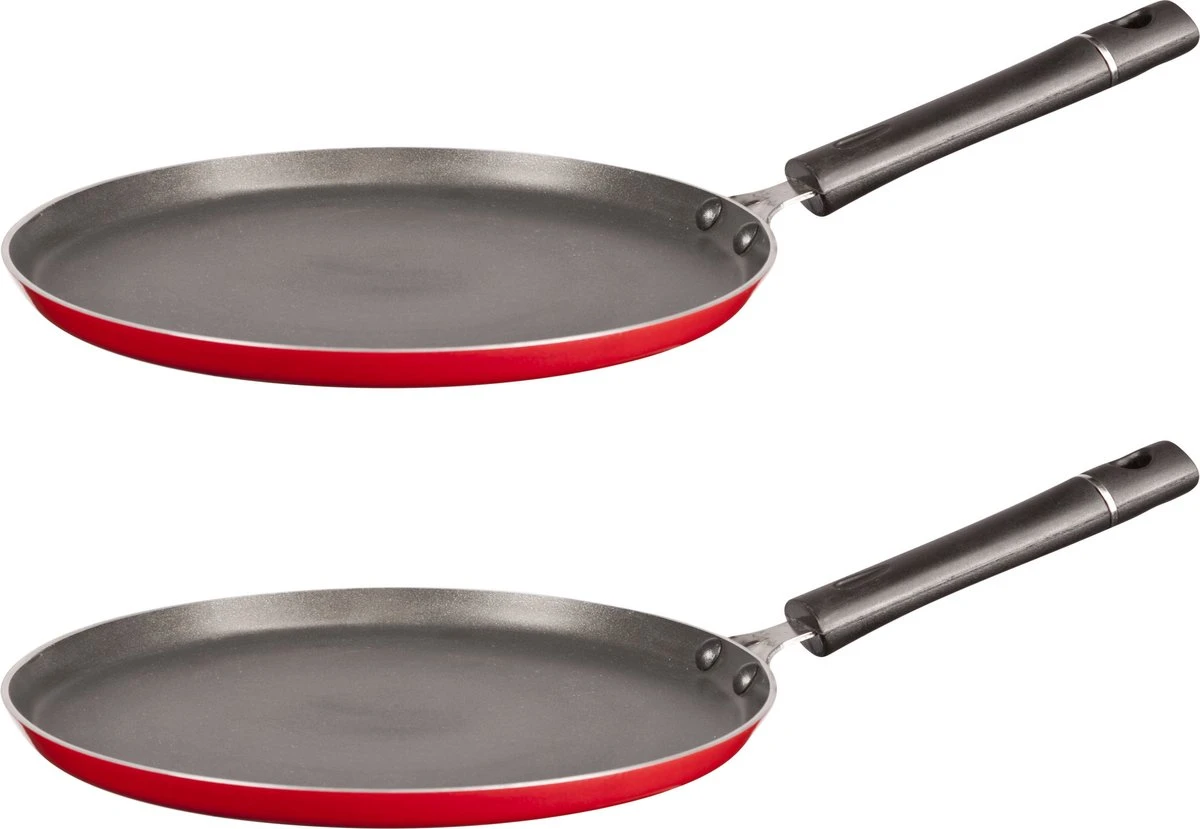 Aluminium Professionele Rode Pannekoekenpan Met Anti-aanbak Laag 24 Cm 4 Aluminium Professionele Rode Pannekoekenpan Met Anti-aanbak Laag 24 Cm - Afbeelding 2