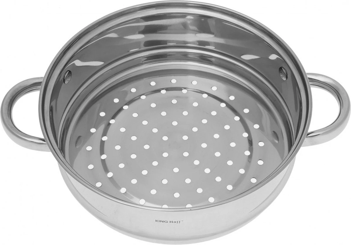 Kinghoff 1536 - Inzet Stoompan - Groentestomer - Vleesstomer - Ø24 X 8.5 Cm 3 Kinghoff 1536 - Inzet Stoompan - Groentestomer - Vleesstomer - Ø24 X 8.5 Cm