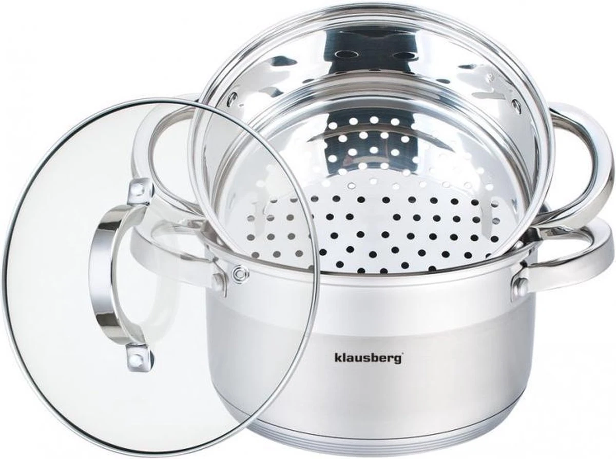 Klausberg 7135 - Stoompan - 3 Delig - 18cm - Rvs - Alle Warmtebronnen 3 Klausberg 7135 - Stoompan - 3 Delig - 18cm - Rvs - Alle Warmtebronnen