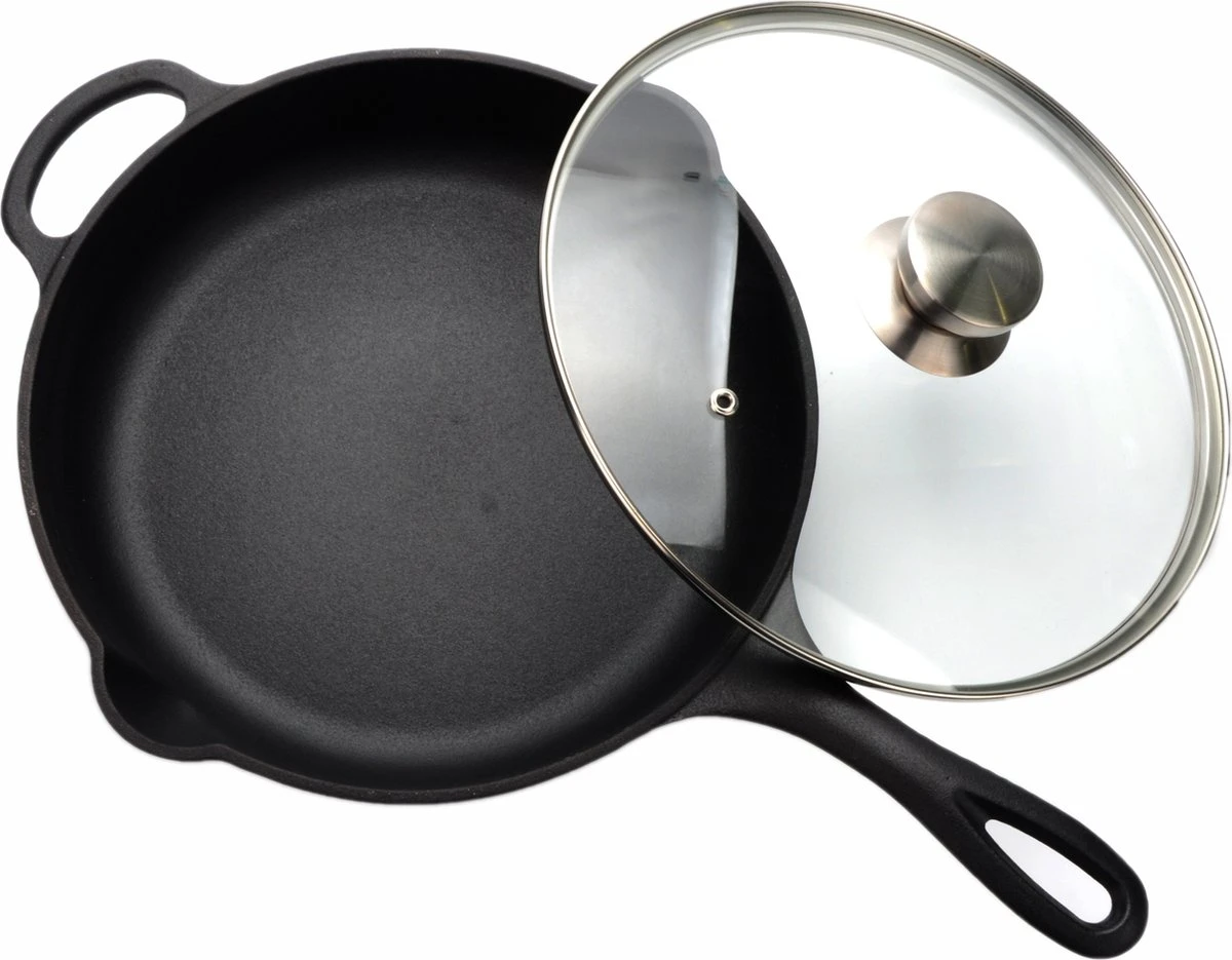 Belluci - Ø26cm - Koekenpan - Skillet + Deksel Geëmailleerde Gietijzeren Pan Voor BBQ En Inductie Incl. Accessoires - Hapjespan - Braadpan 4 Belluci - Ø26cm - Koekenpan - Skillet + Deksel Geëmailleerde Gietijzeren Pan Voor BBQ En Inductie Incl. Accessoires - Hapjespan - Braadpan - Afbeelding 2