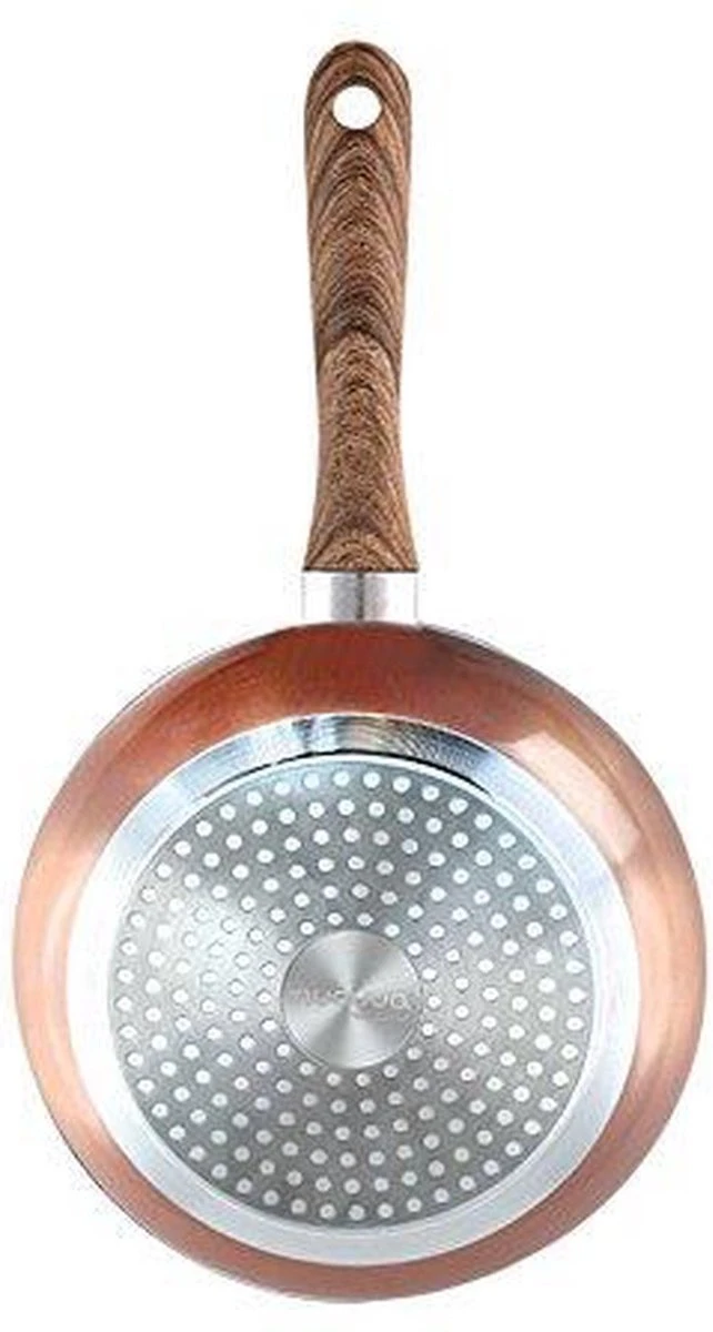 Nuovva Koperen Koekenpan - Keramische Antikleeflaag – Houten Handvat Koekenpan - Ø 24 Cm Inductie - PTFE-vrij 4 Nuovva Koperen Koekenpan - Keramische Antikleeflaag – Houten Handvat Koekenpan - Ø 24 Cm Inductie - PTFE-vrij - Afbeelding 2