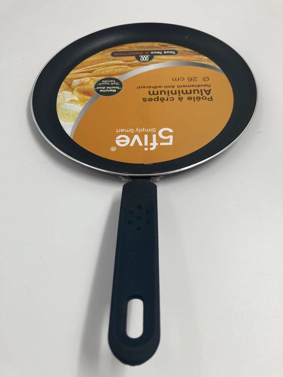 Zwarte Crêpe Pan 26 Centimeter Aluminium Inductiepan - Zwarte Pannenkoekenpan - Pan Met Steel 5 Zwarte Crêpe Pan 26 Centimeter Aluminium Inductiepan - Zwarte Pannenkoekenpan - Pan Met Steel - Afbeelding 3