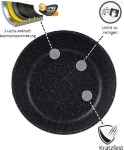 Cheffinger Pannenset - 10 Delig - Marmeren Coating - Inductie - Met Glazen Deksels - Zwart 7 Cheffinger Pannenset - 10 Delig - Marmeren Coating - Inductie - Met Glazen Deksels - Zwart -Kookgerei Korting Winkel 993x1200